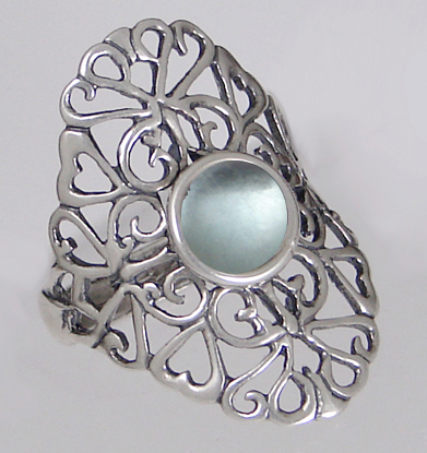 Sterling Silver Filigree Ring With Blue Topaz Size 6